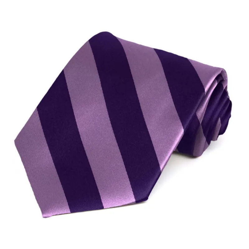 Wisteria Purple and Lapis Purple Striped Tie sold by TieMart