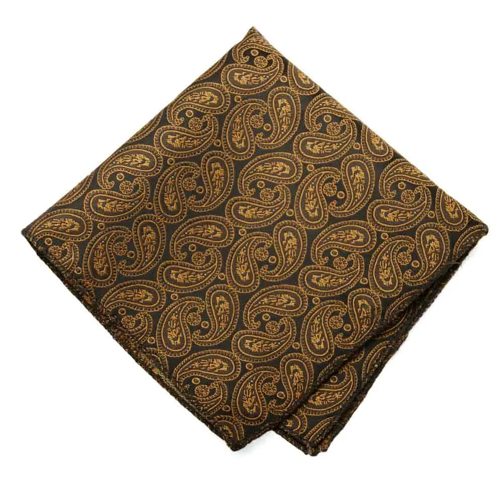 Cocoa Brown Darlene Paisley Pocket Square sold by TieMart