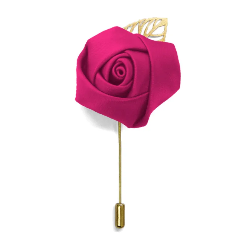 Fuchsia Premium Flower Lapel Pin sold by TieMart
