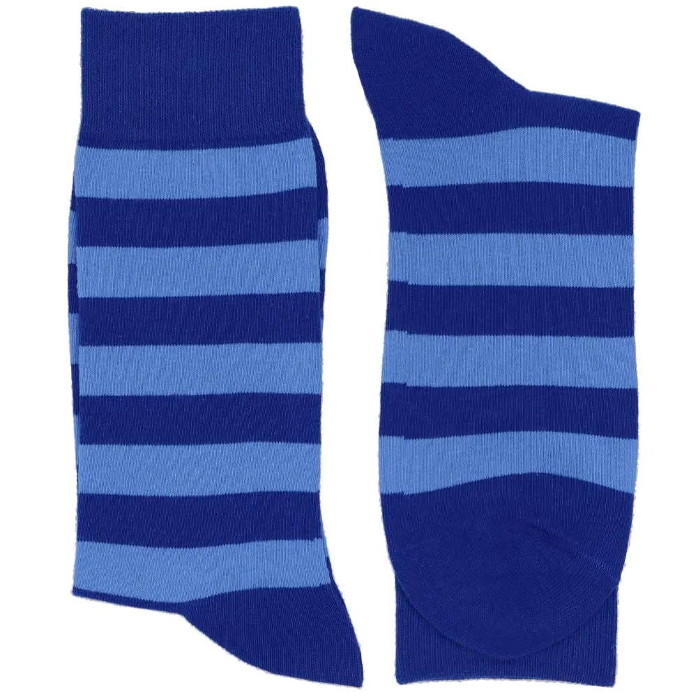Men's Royal Blue and Blue Striped Socks sold by TieMart product image thumbnail 2