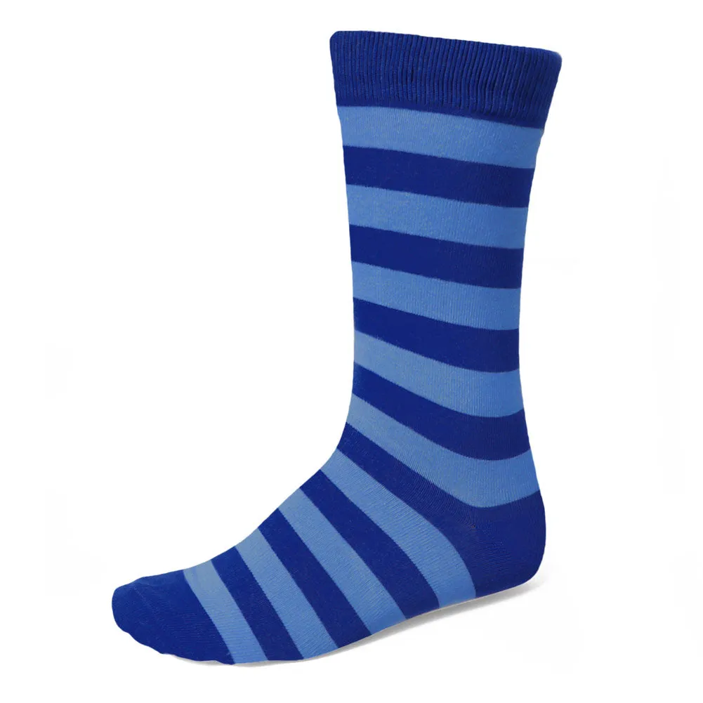 Men's Royal Blue and Blue Striped Socks sold by TieMart