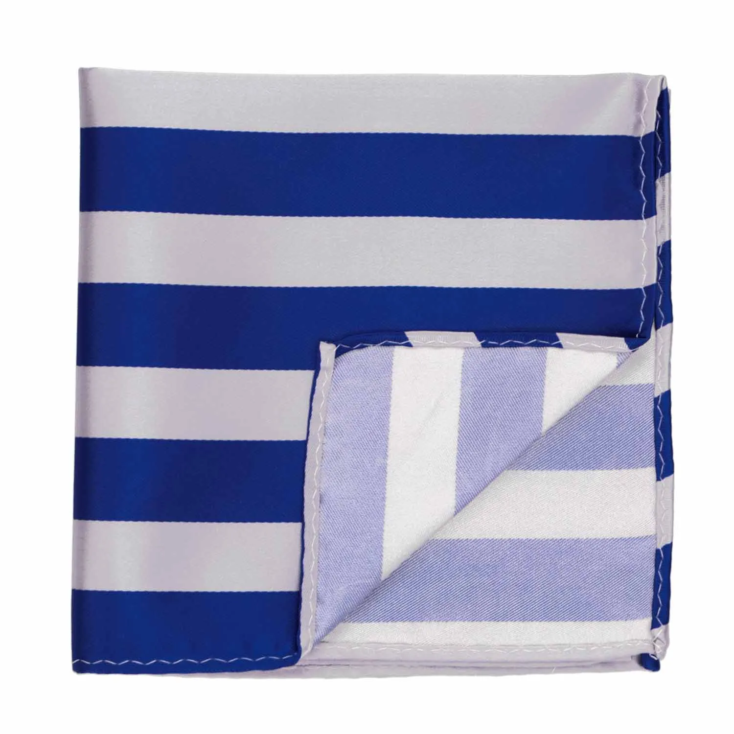 Royal Blue and Silver Striped Pocket Square sold by TieMart product image thumbnail 2