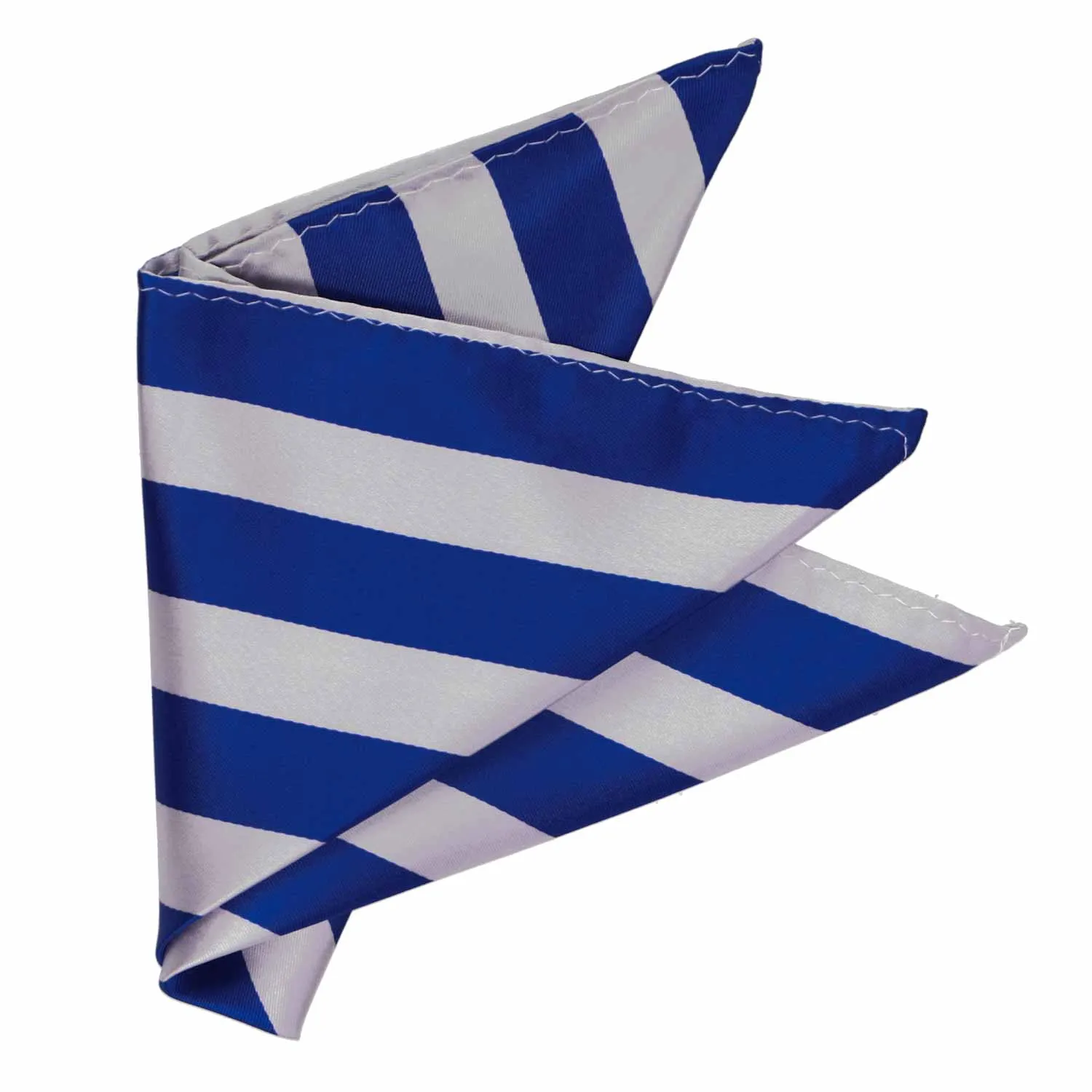 Royal Blue and Silver Striped Pocket Square sold by TieMart product image thumbnail 3