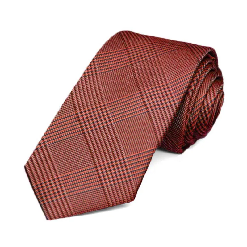 Red Jamestown Glen Plaid Slim Necktie sold by TieMart