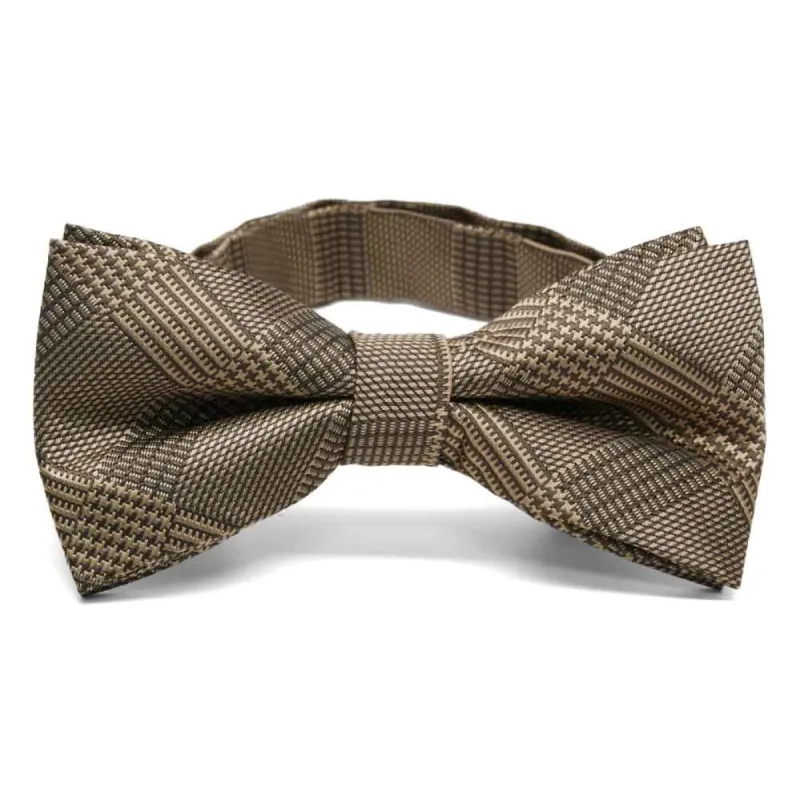 Toffee Brown Michael Glen Plaid Band Collar Bow Tie sold by TieMart