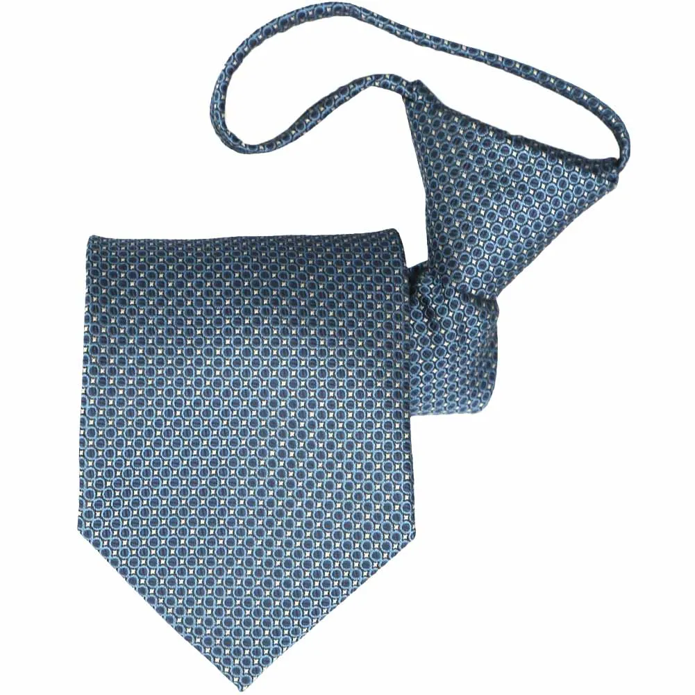 Dark Blue Henry Grain Pattern Zipper Tie sold by TieMart