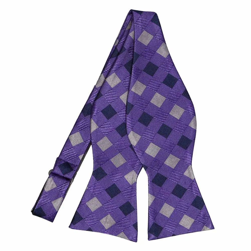 Violet Distributor Check Silk Self-Tie Bow Tie sold by TieMart