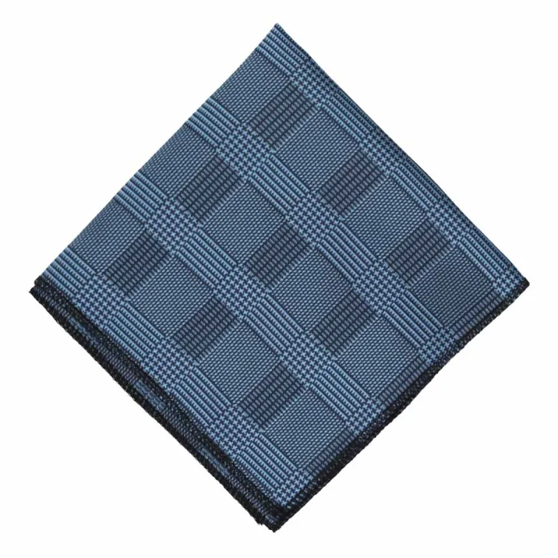 Dark Blue Michael Glen Plaid Pocket Square sold by TieMart