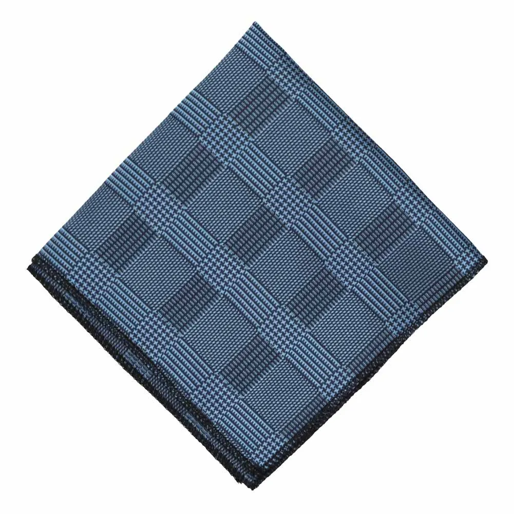 Dark Blue Michael Glen Plaid Pocket Square sold by TieMart