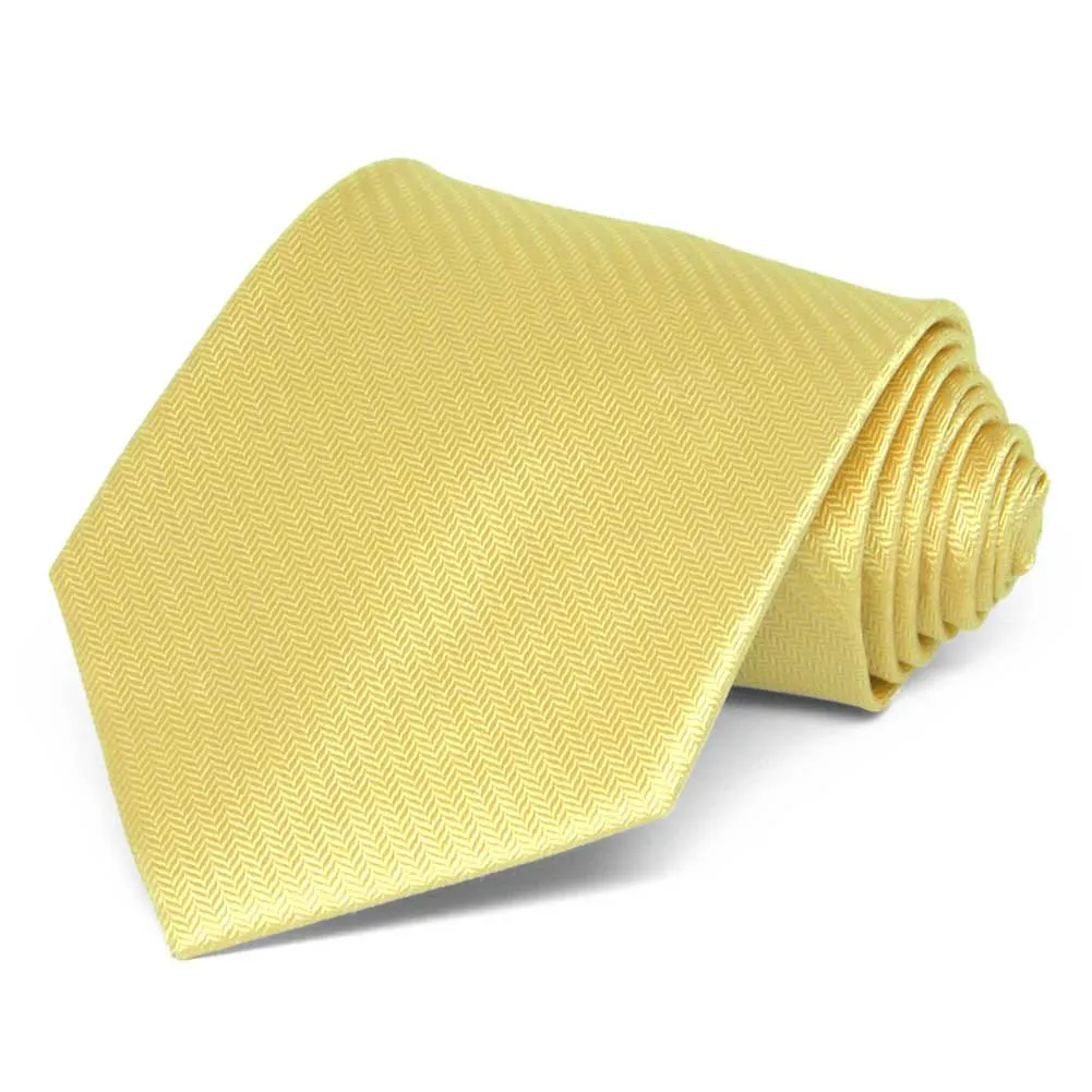 Butter Yellow Herringbone Silk Necktie sold by TieMart