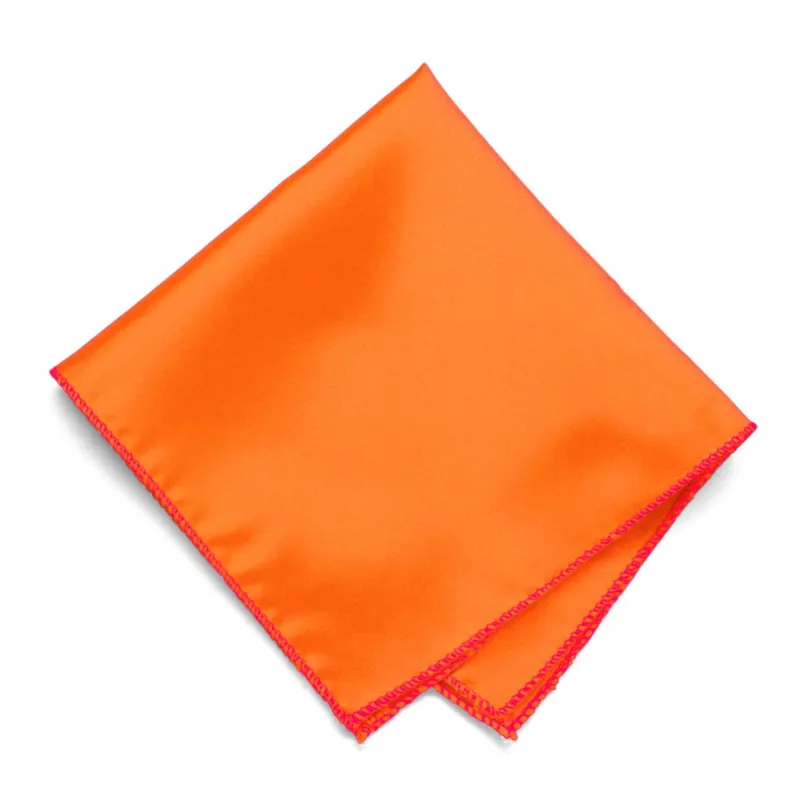 Neon Orange Solid Color Pocket Square sold by TieMart