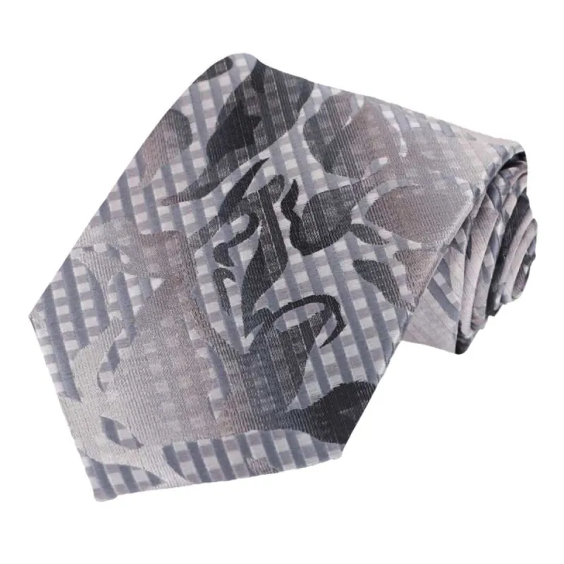 Pewter Dunlap Floral Necktie sold by TieMart