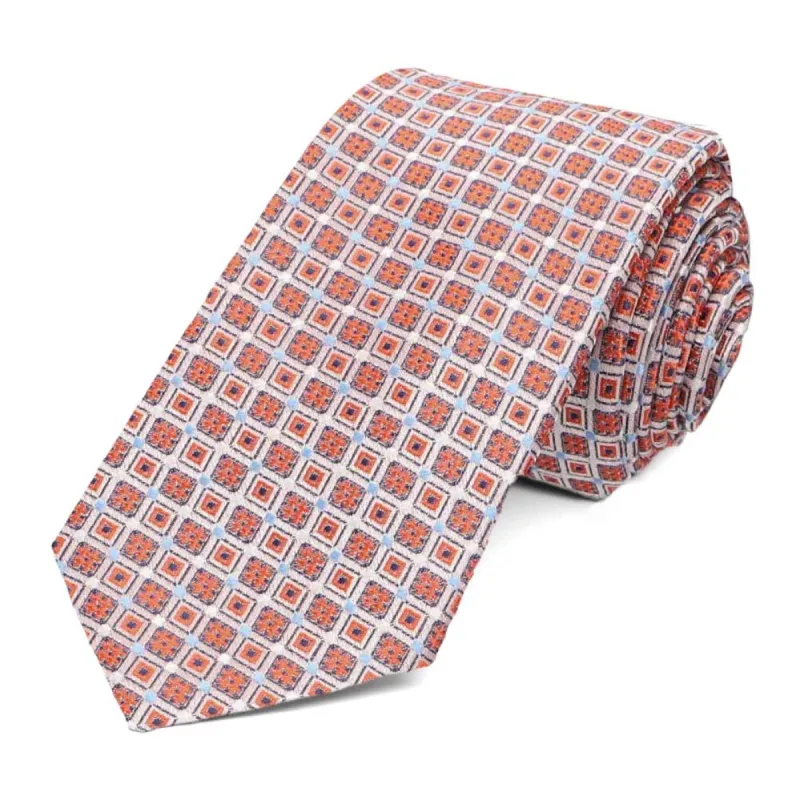 Burnt Orange Cambridge Geometric Slim Necktie sold by TieMart