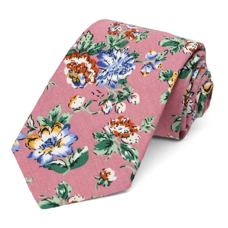Dark Mauve Anaheim Floral Tie made by TieMart