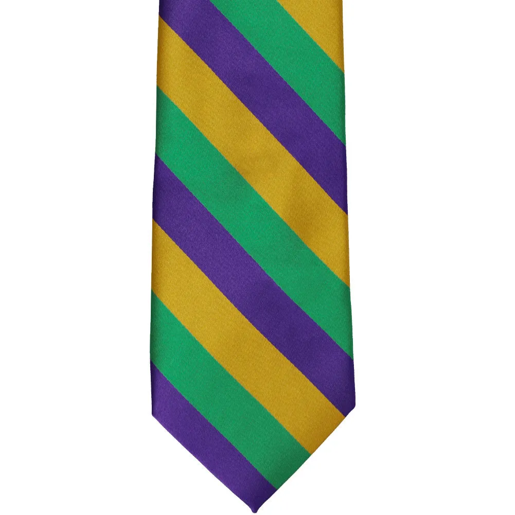 Dark Purple, Gold and Kelly Green Striped Tie sold by TieMart product image thumbnail 3