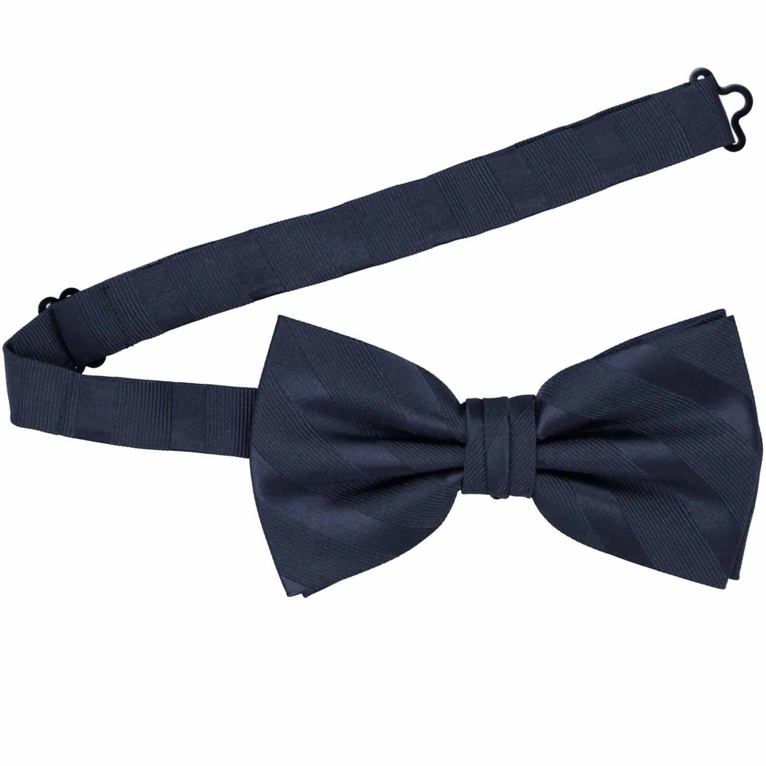 Navy Blue Elite Striped Bow Tie sold by TieMart product image thumbnail 3