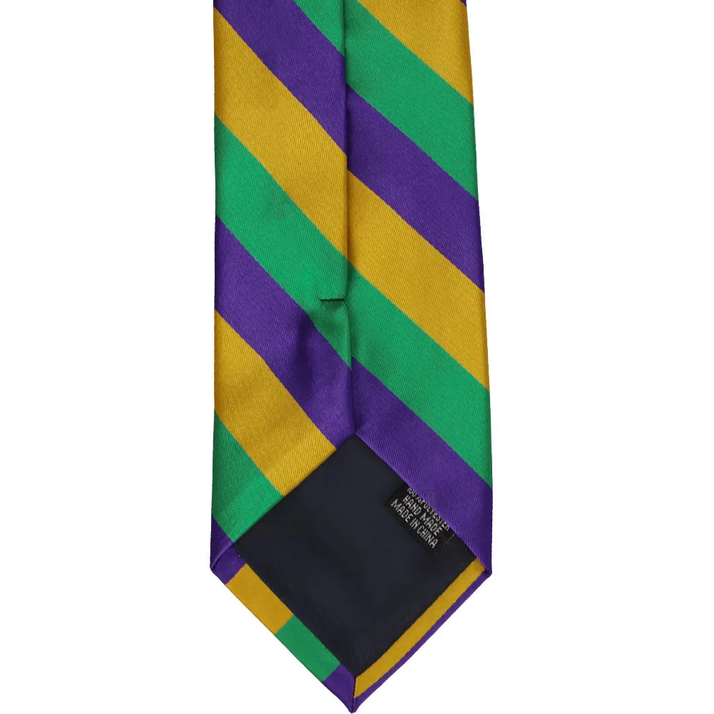 Dark Purple, Gold and Kelly Green Striped Tie sold by TieMart product image thumbnail 5