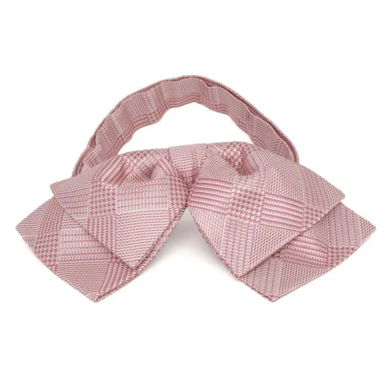 Cameo Pink Michael Glen Plaid Floppy Bow Tie sold by TieMart