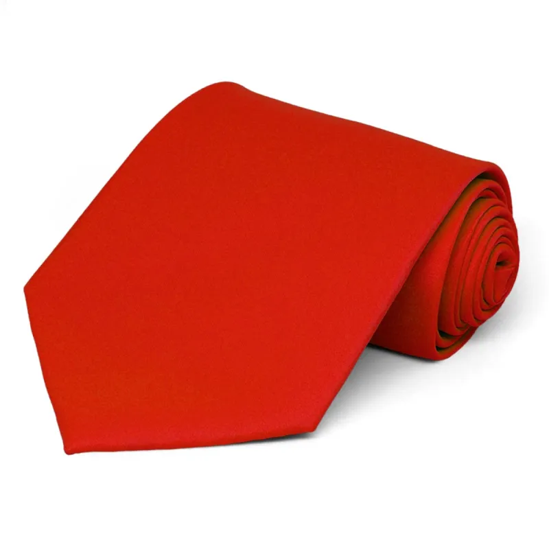 Fire Engine Red Solid Color Necktie sold by TieMart