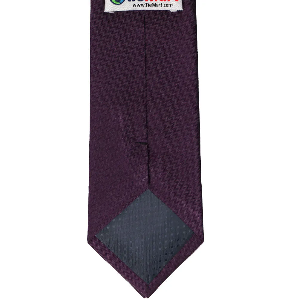 Eggplant Purple Herringbone Silk Extra Long Necktie sold by TieMart product image thumbnail 3