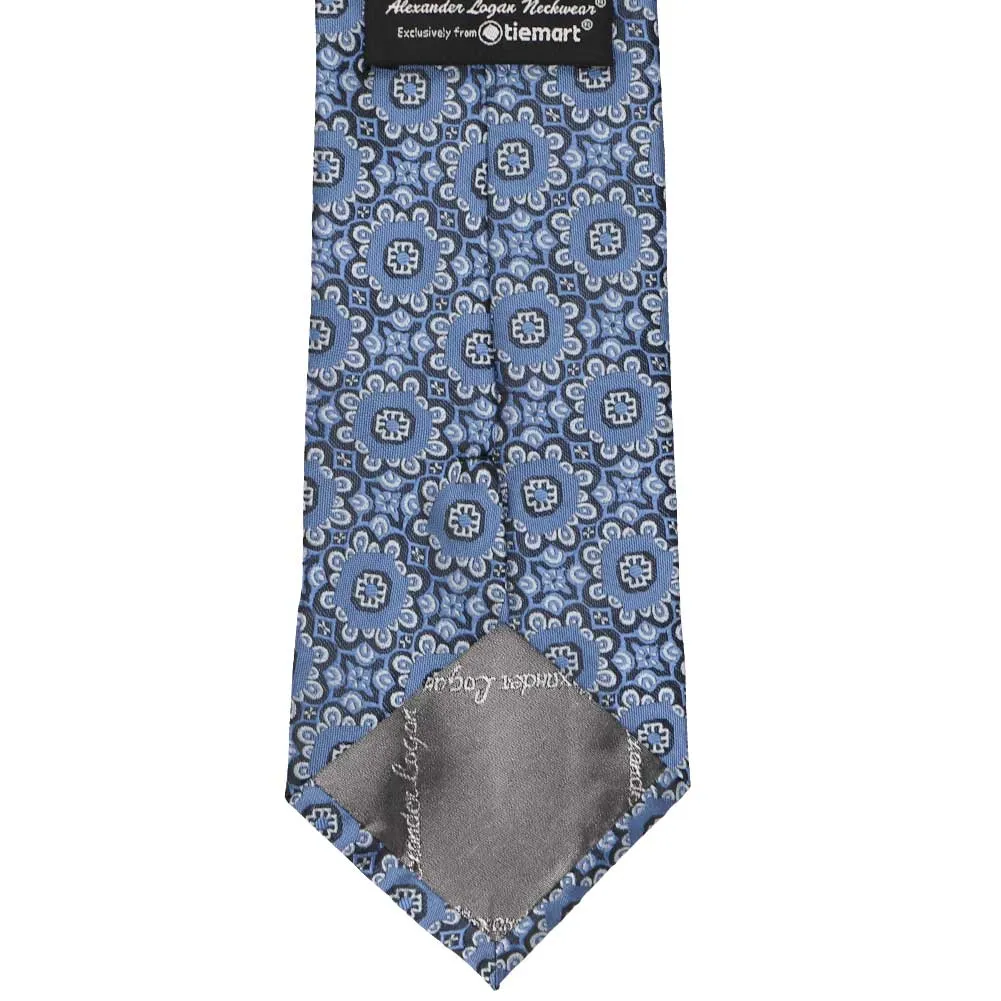 French Blue Emma Floral Pattern Extra Long Necktie sold by TieMart product image thumbnail 3