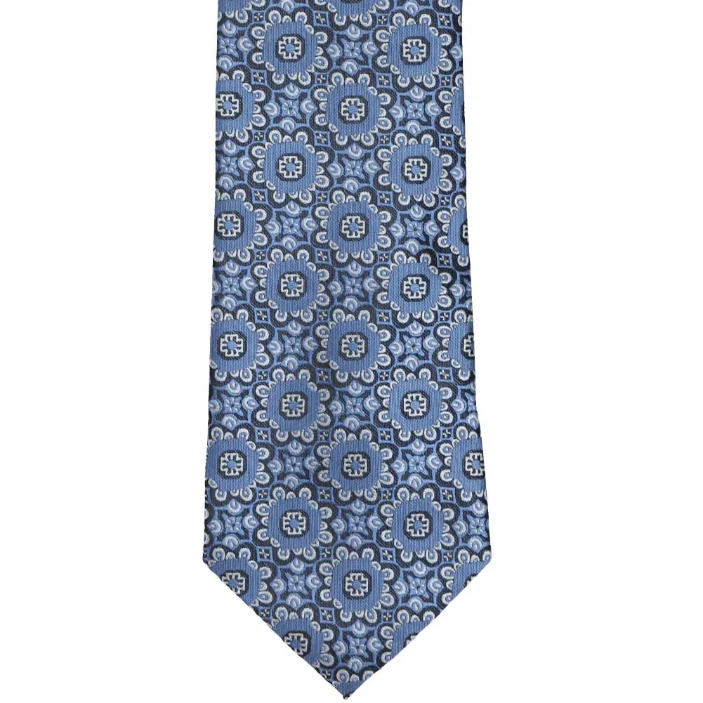 French Blue Emma Floral Pattern Extra Long Necktie sold by TieMart product image thumbnail 2
