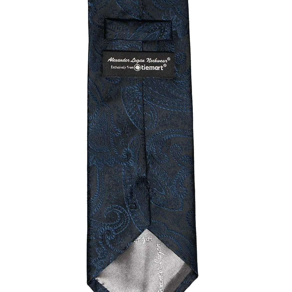Navy Blue Clara Paisley Necktie sold by TieMart product image thumbnail 3