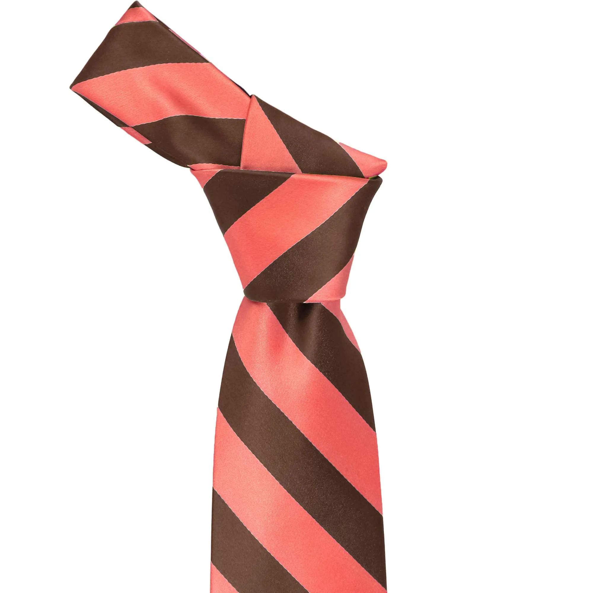 Bright Coral and Brown Striped Tie sold by TieMart product image thumbnail 2