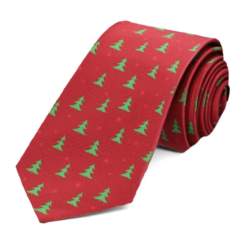 Christmas Tree Slim Necktie, 2.5" Width Necktie sold by TieMart