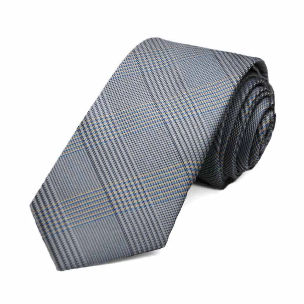 Gray Jamestown Glen Plaid Slim Necktie sold by TieMart