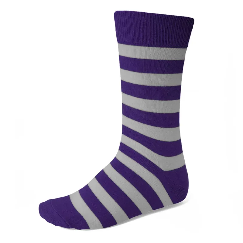 Men's Dark Purple and Silver Striped Socks sold by TieMart