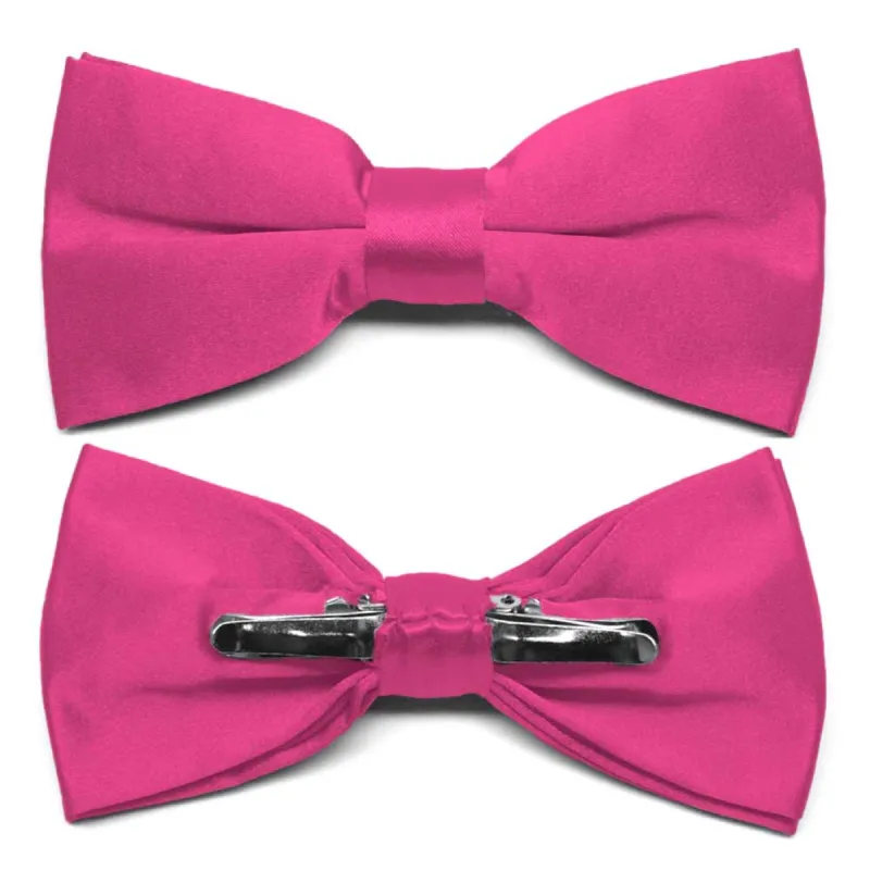 Bright Fuchsia Clip-On Bow Tie sold by TieMart