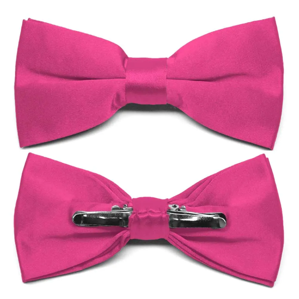 Bright Fuchsia Clip-On Bow Tie sold by TieMart