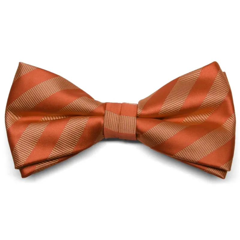 Burnt Orange Formal Striped Bow Tie sold by TieMart