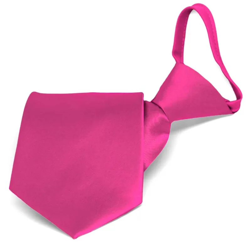 Bright Fuchsia Solid Color Zipper Tie sold by TieMart