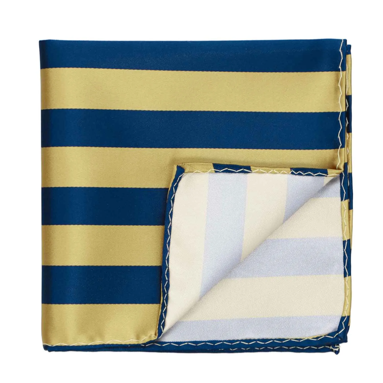 Light Gold and Twilight Blue Striped Pocket Square sold by TieMart product image thumbnail 2