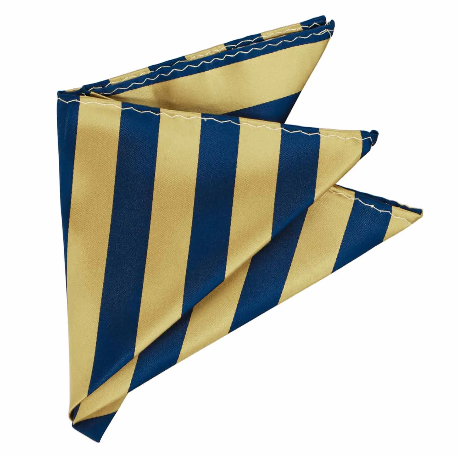 Light Gold and Twilight Blue Striped Pocket Square sold by TieMart product image thumbnail 3