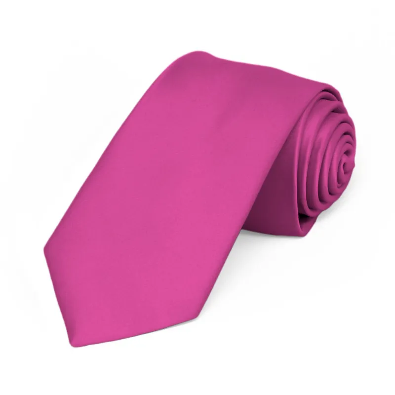 Magenta Premium Slim Necktie, 2.5" Width sold by TieMart