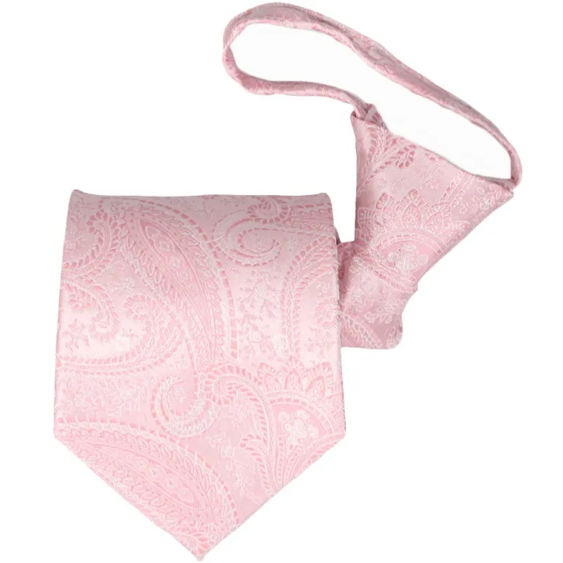 Pale Pink Clara Paisley Zipper Tie sold by TieMart