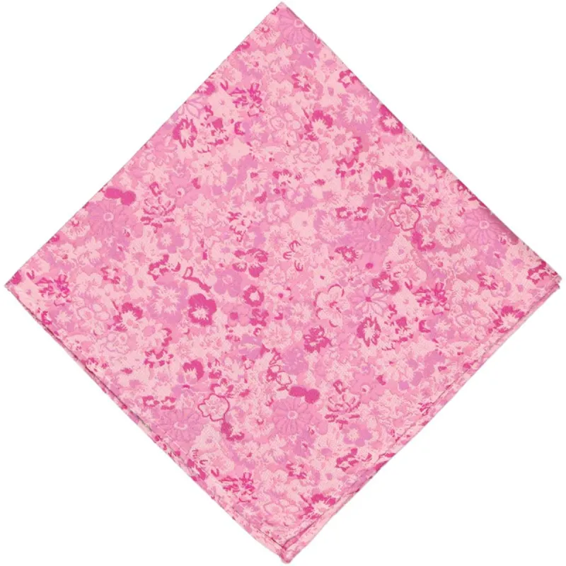 Pink Member Floral Silk/Viscose Pocket Square made by TieMart