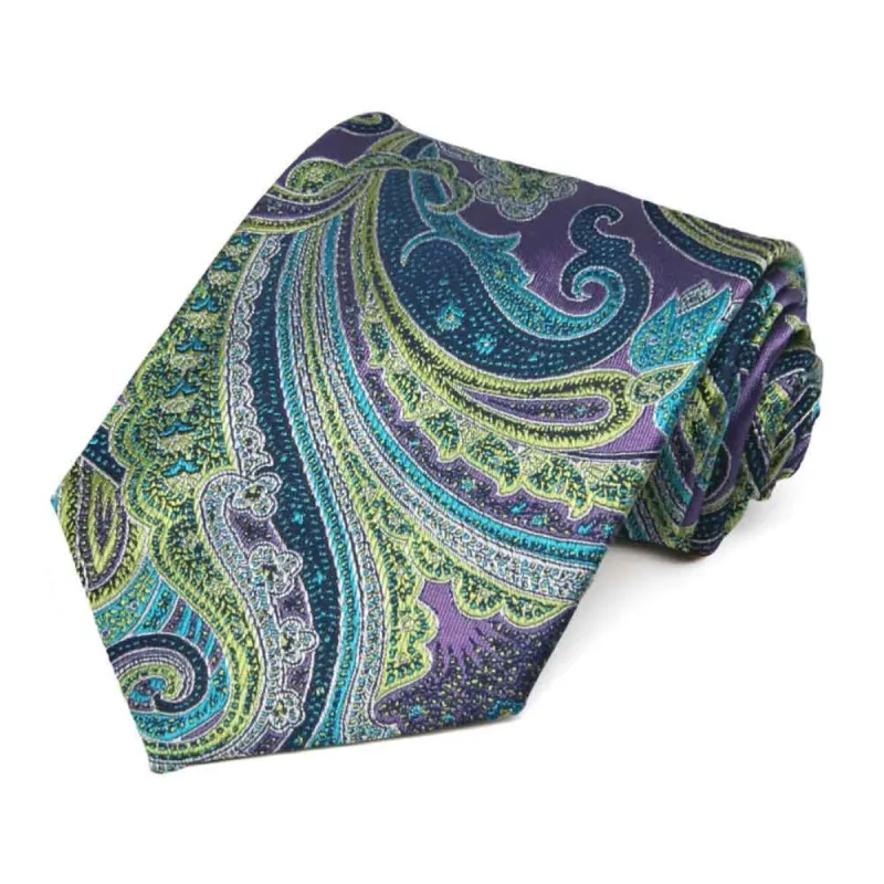 Purple Sergeant Paisley Silk Necktie sold by TieMart