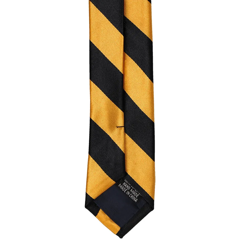 Black and Gold Bar Striped Skinny Tie, 2" Width sold by TieMart product image thumbnail 4