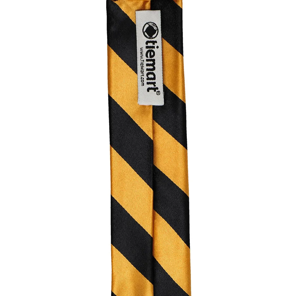 Black and Gold Bar Striped Skinny Tie, 2" Width sold by TieMart product image thumbnail 3