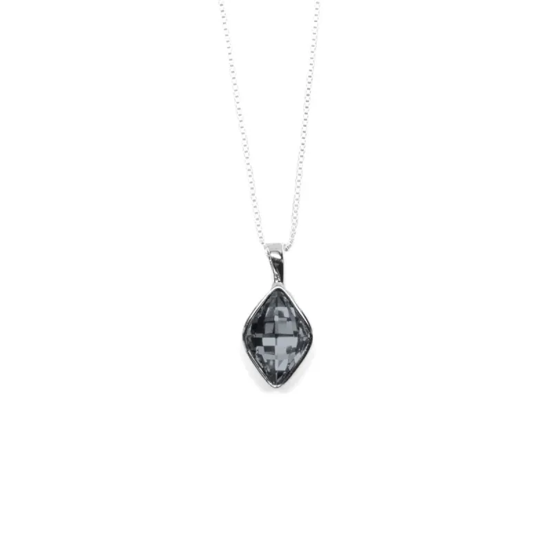 Graphite Gray Rhombus Shaped Crystal Necklace sold by TieMart