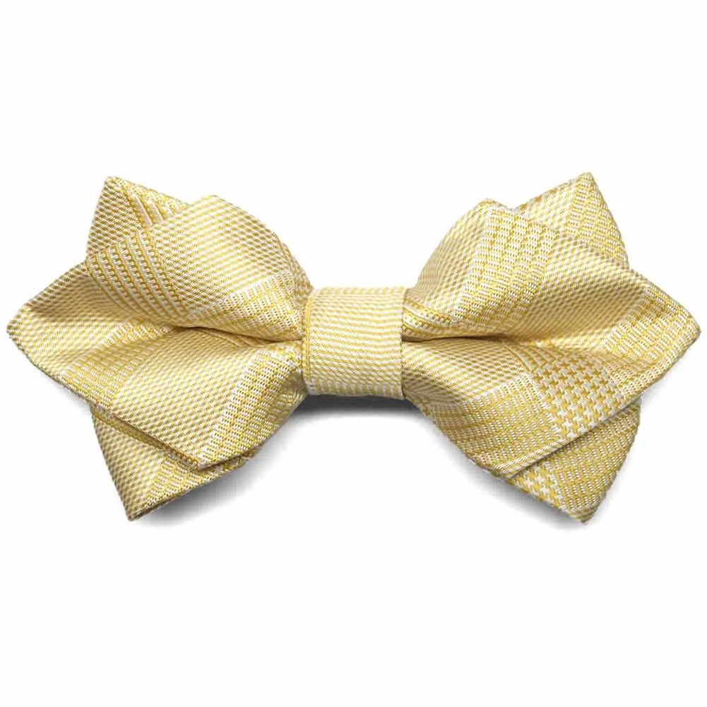 Sunflower Yellow Michael Glen Plaid Diamond Tip Bow Tie sold by TieMart