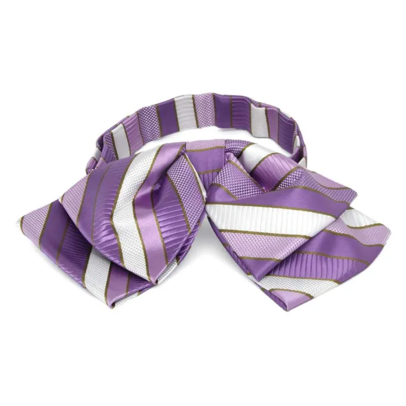 Thistle Purple Douglas Striped Floppy Bow Tie sold by TieMart