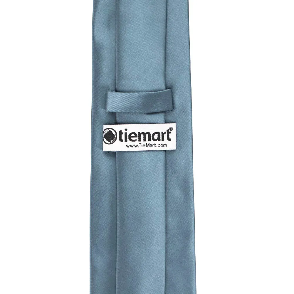 Serene Blue Premium Solid Color Necktie sold by TieMart product image thumbnail 4