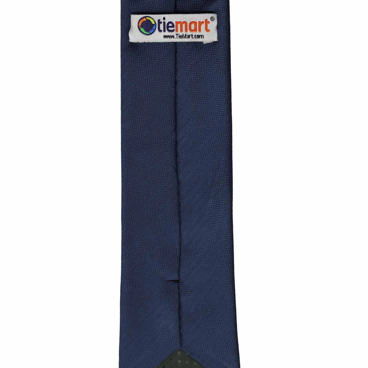 Navy Blue Herringbone Silk Slim Necktie, 2.5" Width sold by TieMart product image thumbnail 3
