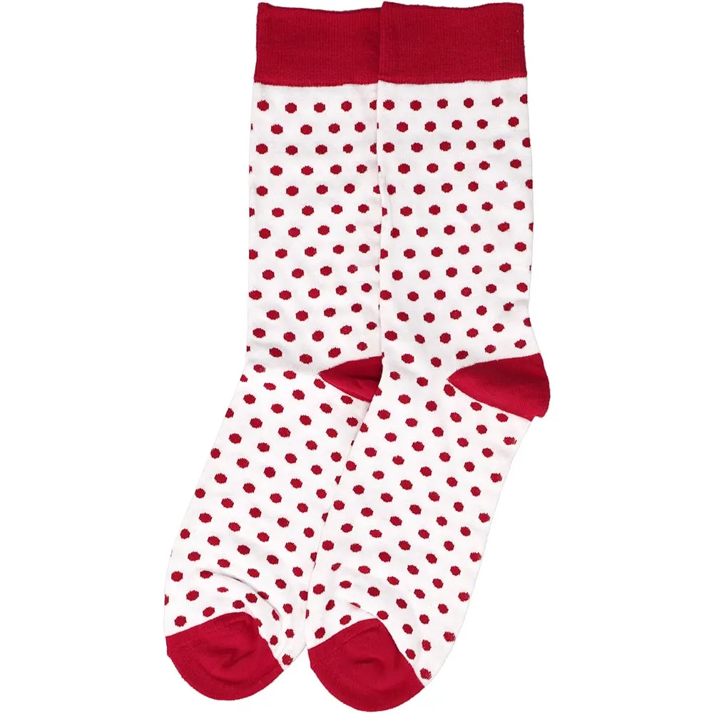 Men's Crimson Red and White Polka Dot Socks sold by TieMart product image thumbnail 3
