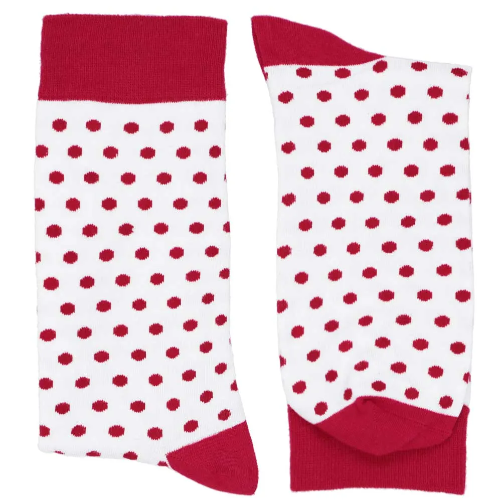 Men's Crimson Red and White Polka Dot Socks sold by TieMart product image thumbnail 2